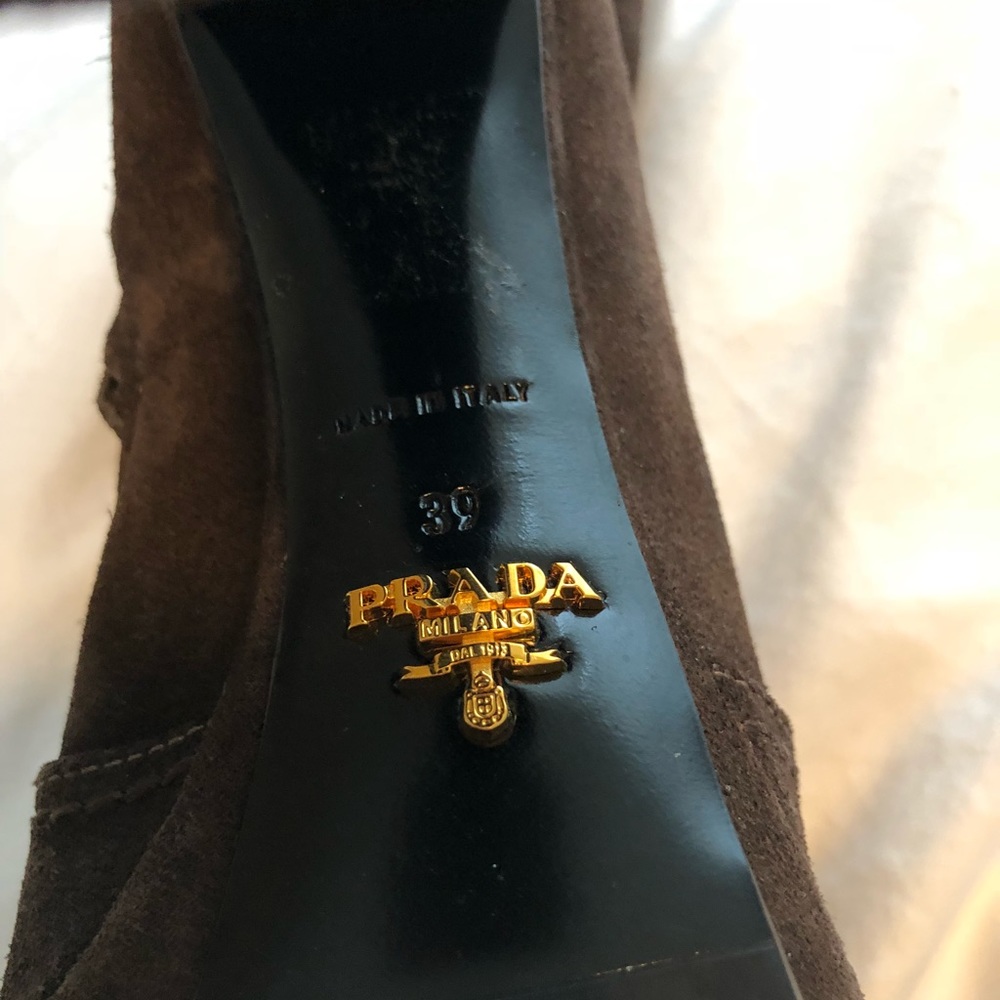 PRADA Chocolate Brown Slouch Boots size 39 - Picture 2 of 4